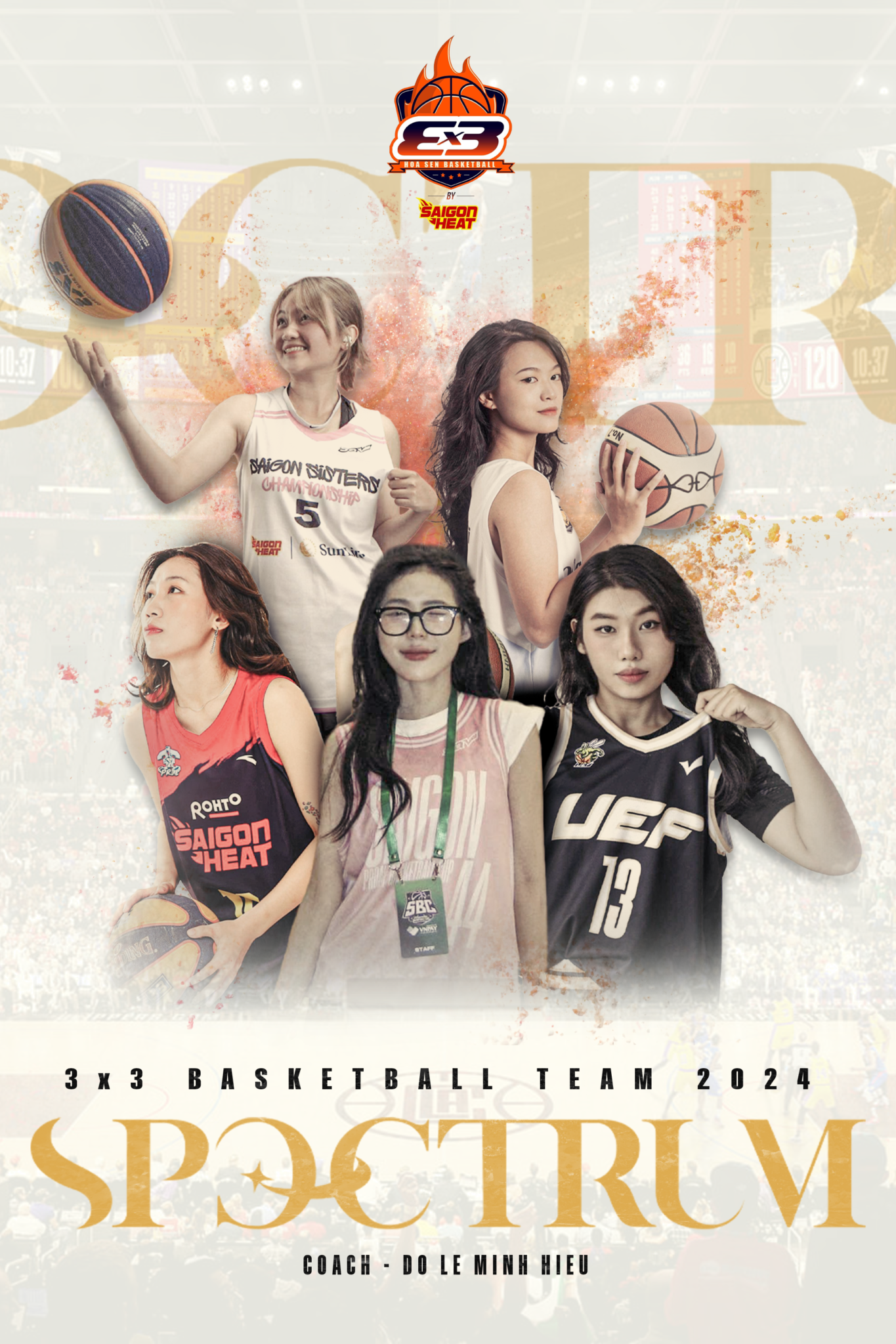 Female players of Team Spectrum participate in Hoa Sen 3x3 Basketball Tournament 2024